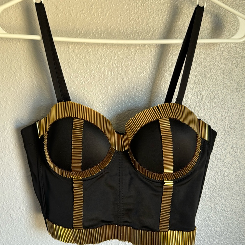 Fashion Womens Rhinestone Punk Goth Bra Clubwear Corset Top. Brand new with tags